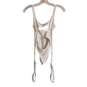 IAMNOTBASIC XS Cut-out Garter Bodysuit Womens Cream Excellent Avant-Garde Edgy
